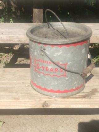 Vintage Mit - Shel Floating Galvanized Steel Minnow Bait Bucket 2