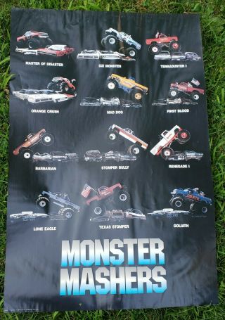 Vintage 1988 Monster Mashers Truck Poster Hard To Find