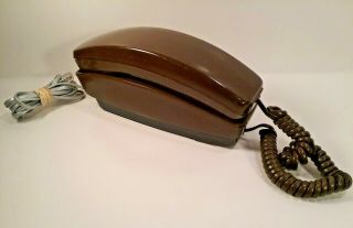 Vintage Gte Slimline Touchtone Phone With Handset Cord Wall Mount Choclate Brown