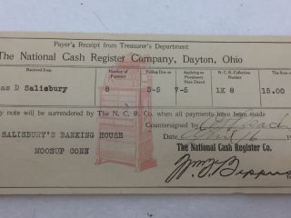 Antique 1912 Ncr Note Receipt Vintage 25219 National Cash Register Company