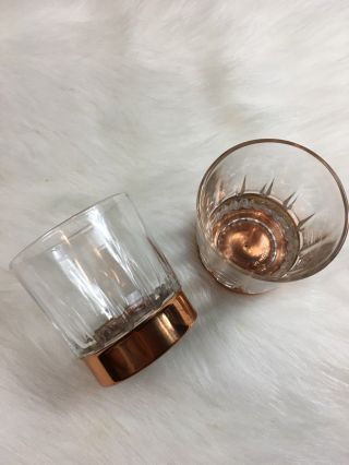 Vintage Coppercraft Guild Glasses Barware Crystal Decor Set Of 2 Arcoroc France