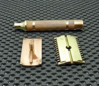 Vintage 1930 ' s Gillette Short Comb DE Safety Razor 3 Piece 4