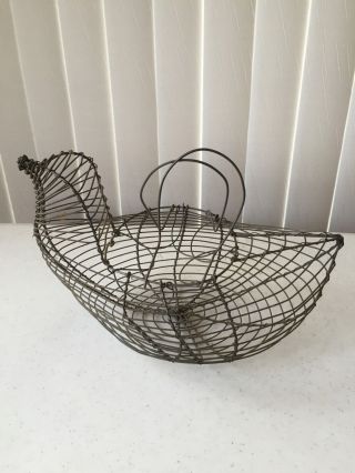 Vintage Wire Chicken Hen Bird Egg Basket