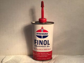 Vintage Finol Oil Can Handy Oiler 4 Oz Rare Tin Standard Shell Old Mobil Veedol