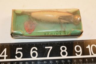 Old Wooden Paw Paw Floating Minnow Lure In The Box Brown Frog Color