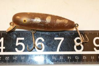 old wooden paw paw floating minnow lure in the box brown frog color 5