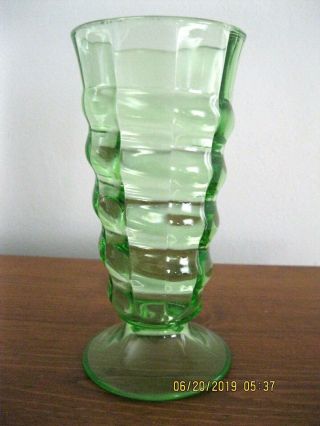Vintage Green Uranium Depression Glass Parfait Glass Block Optic Pattern