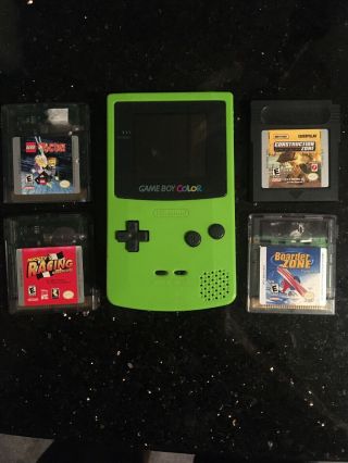 Vintage Nintendo Game Boy Color System,  Kiwi Green W/ 4 Games Mickey Racing