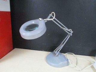 Vintage Luxo Magnifier Halo Desk Top Lamp - Heavy Duty Arm W/ Weighted Base