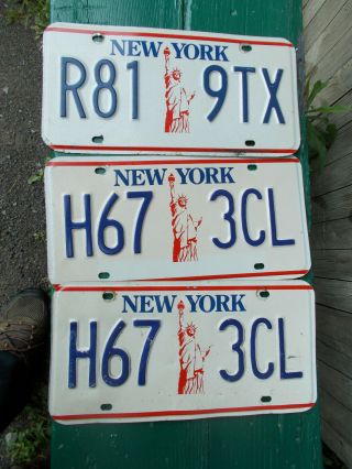 3 Vintage York " Statue Of Liberty " License Plates One Pair