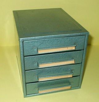 Vintage Metal Parts Bin Organizer Cabinet 4 Drawer Blue -