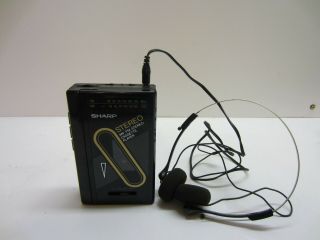 Vtg Sharp Portable Walkman Personal Stereo Cassette Player Headphones Jc - 130