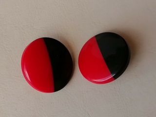 Vintage Jewellery Red And Black Art Deco Style Clip On Earrings