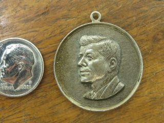 Vintage Silver Large J.  F.  K.  John F.  Kennedy President Pendant Disc Charm 4.  5g