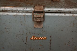 Rare Vintage 1950 ' s Seneca Small Blue Metal Ice Chest Cooler 2
