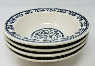 Homer Laughlin Sturbridge Eggshell Blue Floral Rim Soup Bowls 4 Usa Vintage