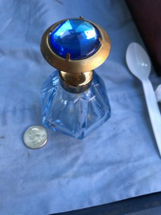 Vintage Perfume Bottle Blue Glass Pump Top