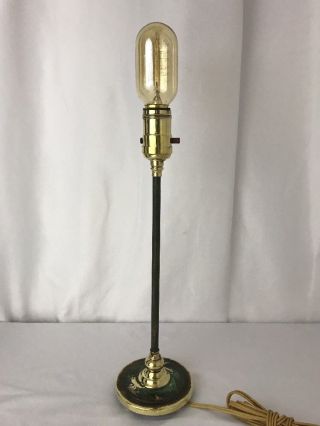 Antique Vtg Cast Iron Brass Green Table Desk Lamp Art Deco Industrial Steampunk