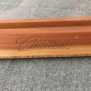 Vintage Cadillac Automobile Wood And Lucite Business Card Holder Desk Accessory
