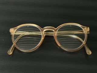 Vintage Ao American Optical Clear Eye Glasses Horn Rim Retro Hipster Steampunk