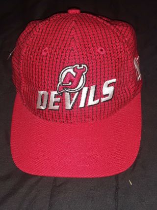Vtg 90s Jersey Devils Snapback Hat Logo Athletic Osfa Rare Nhl Hockey Cap