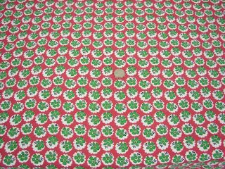 Vtg Cotton Full Feedsack Small Green Cameo Flowers on Rust Red - 38 x 41 2