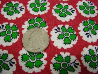 Vtg Cotton Full Feedsack Small Green Cameo Flowers on Rust Red - 38 x 41 3