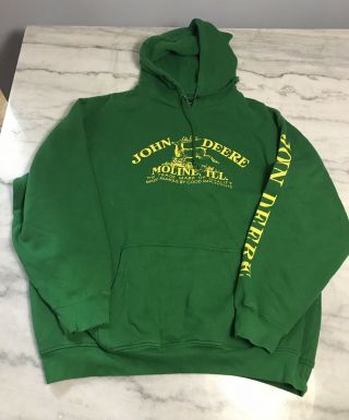 Vtg John Deere Hoodie Size Xl With Arm Spellout