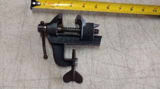 Vintage Small Bench Anvil Vise Clamp 1.  5 " Jaw Machinist Jeweler Hobbyist Vise