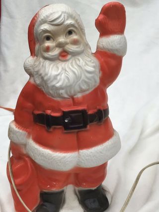 Vintage Empire Plastics Corp 1968 Blow Mold Lighted Santa 14”