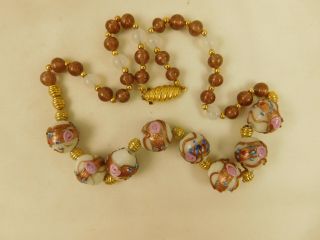Vintage Venetian Art Glass Wedding Cake Beaded Necklace 2