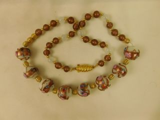 Vintage Venetian Art Glass Wedding Cake Beaded Necklace 3