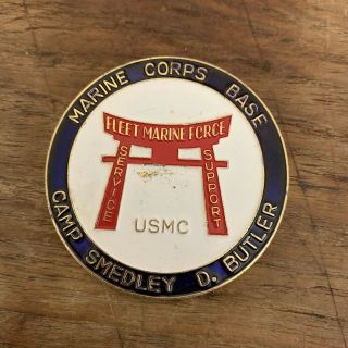 Vintage Usmc Marines Corps Base Camp Smedley D.  Butler Fleet Marine Badge
