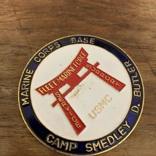 Vintage USMC Marines Corps Base Camp Smedley D.  Butler Fleet Marine Badge 3