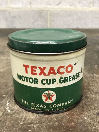 Vintage Texaco Motor Cup Grease 1 Lb Pound Can Gas Station Oil Empty