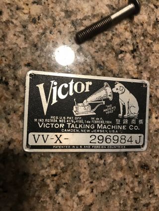 Vintage Rca Victor Victrola Metal Emblem Model Tag Vv - X