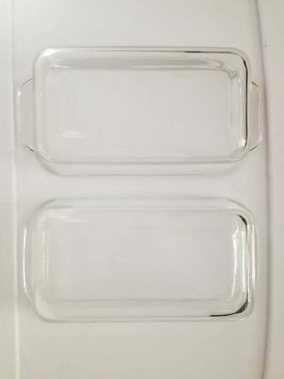 2 Piece Vintage Pyrex Clear Bread Loaf Pan Baking Dish 8.  5 X 4.  5 X 2.  5 " 213 - R