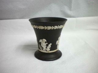 Vintage Wedgwood Jasperware Black Basalt Trumpet Small Vase Cup England