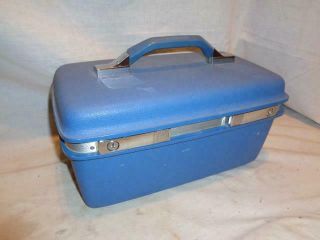 Vtg Samsonite Montbello Ii Blue Cosmetic Makeup Train Case Hard Luggage W/ Tray
