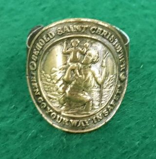 Vintage Behold St Christopher Then Go Your Way In Safety Bicycle Frame Badge