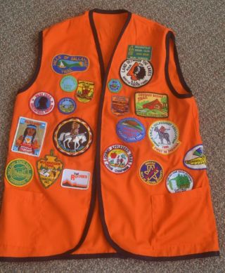 Vintage Indianapolis Hiking Club Vest W/ Approx 40 Patches Covered Bridge & More