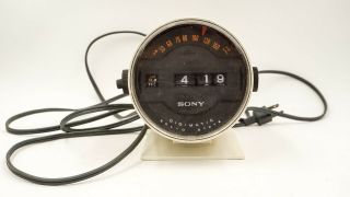 Vintage Sony Flip Clock Mid Century Modern Space Age White Round Mcm 70 