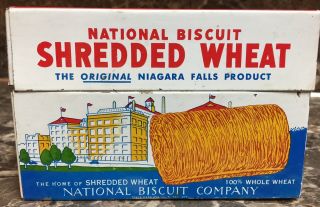 Nabisco National Biscuit Shredded Wheat Vintage Tin Metal Recipe Box 1973
