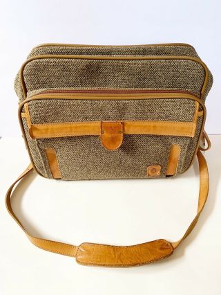 Vintage Hartmann Tweed And Leather Messenger Carry On Luggage Shoulder Bag