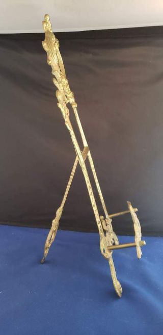Brass Easel Ornate Rococo Photo Stand LARGE 7.  5x2.  5x15.  25 