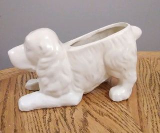 Vintage Shawnee Pottery Usa Cream Ceramic Cocker Spaniel Dog Planter Cute