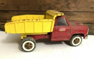 Vintage Tonka Red & Yellow Pressed Steel Dump Truck 1960s Old Toy Truck