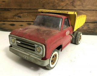 Vintage Tonka Red & Yellow Pressed Steel Dump Truck 1960s Old Toy Truck 3