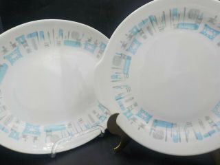 2 Vtg Mid Century Modern Blue Heaven Royal China Platters