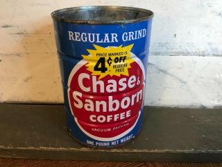 Vintage Chase & Sanborn Coffee Empty Can,  1 Lb.